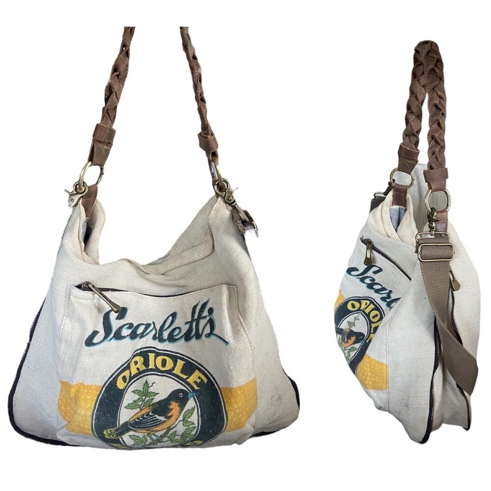 Selina Vaughan Convertible Crossbody Bag VTG American Seed Grain Sac Scarlett